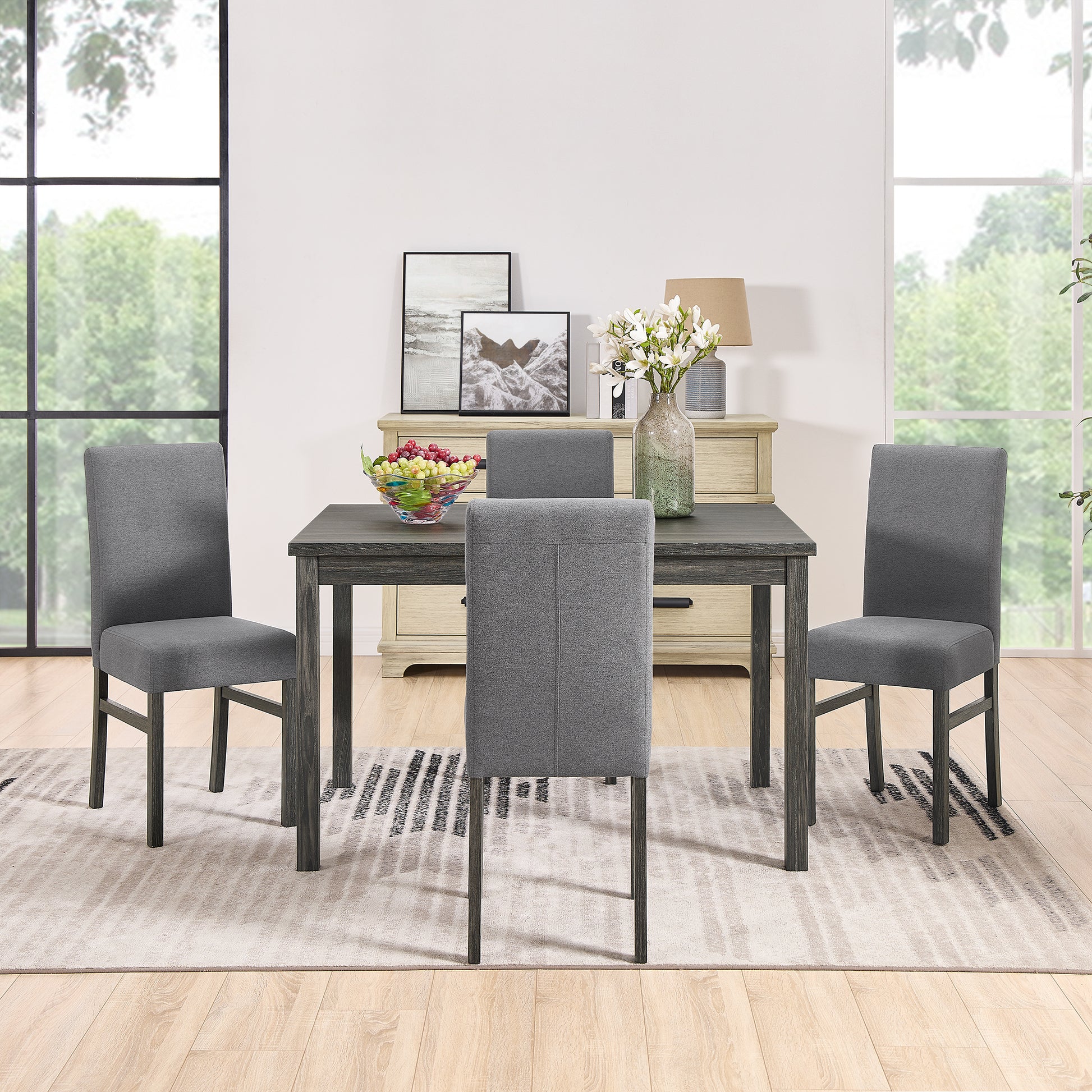 Dining Table Dining Chairs Kitchen Dining Table Dining Table Small Kitchen Dining Table Small Space Dining Table Dining Table Home Furniture Rectangular Modern,Old Sku:W1781S00005 Black Gray Solid Wood Mdf