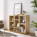 Open Wooden Open Shelf Bookcase, Freestanding Display Storage Cabinet With 7 Cube Storage Spaces, Floor Standing Bookshelf, Entryway, Living Room Storage Cabinet Natural Wood Mdf