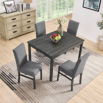 Dining Table Dining Chairs Kitchen Dining Table Dining Table Small Kitchen Dining Table Small Space Dining Table Dining Table Home Furniture Rectangular Modern,Old Sku:W1781S00005 Black Gray Solid Wood Mdf