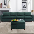 4 Seat Module Sectional Sofa Couch With 1 Ottoman For Living Room,Seat Cushion And Back Cushion Non Removable And Non Washable,Green Green Wood Primary Living Space Soft Modern Rubberwood Foam Linen 4 Seat
