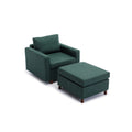 Single Seat Module Sofa Sectional Couch With Armrest With 1 Ottoman,Cushion Covers Non Removable And Non Washable,Green Green Wood Primary Living Space Soft Modern Rubberwood Foam Linen 1 Seat