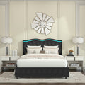 Queen Platform Bed Framevelvet Upholstered Bed With Deep Tufted Buttons And Trim, Adjustable Colorful Led Light Decorative Headboard, Bed Sides With Pull Out Storage 4 Drawers, Black Queen Black Velvet
