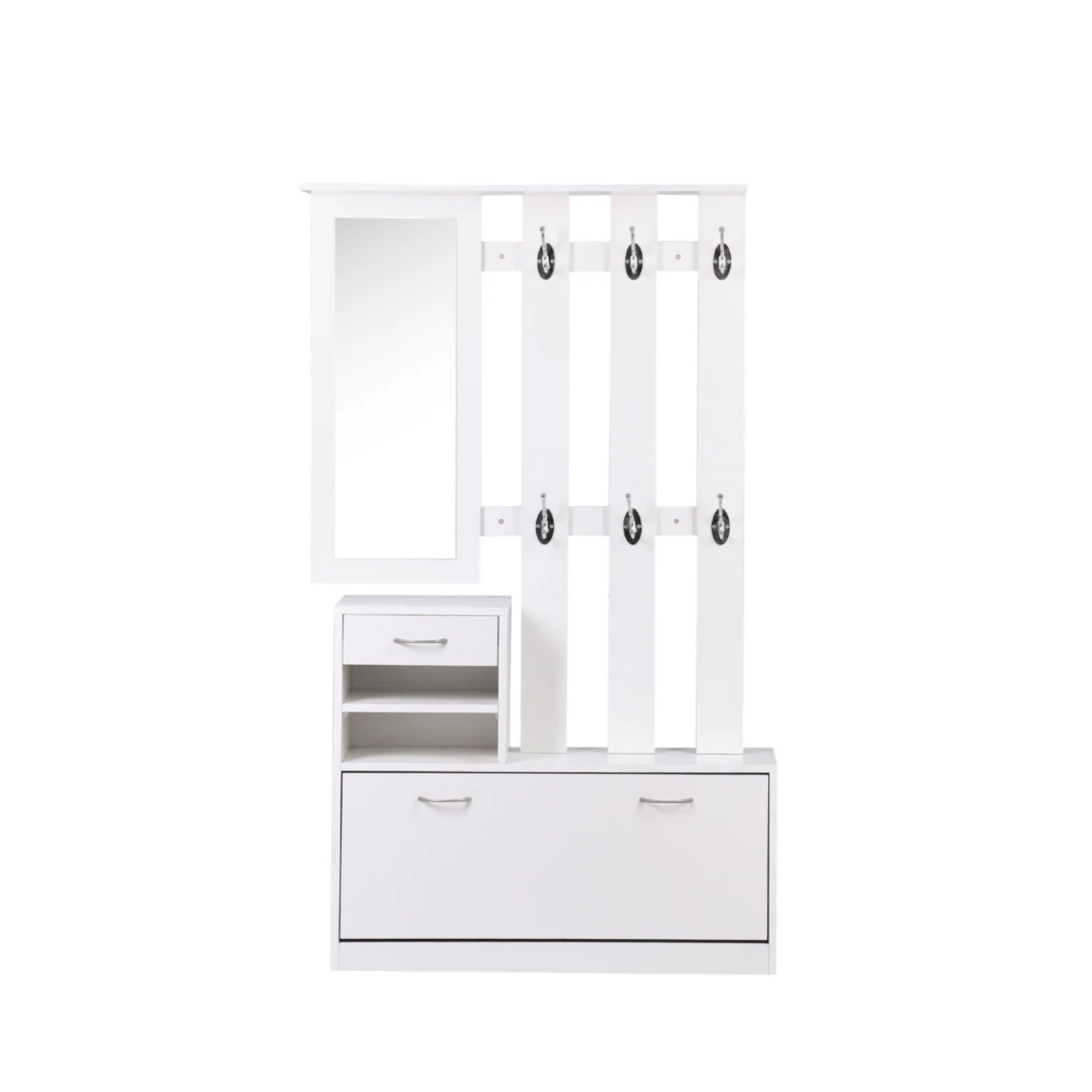 Combination Model Gate Cabinet With Shoe Cabinet Hang Shelf Mirror Standard 1 2 Drawers Matte White Primary Living Space Drawers Included Modern Melamine