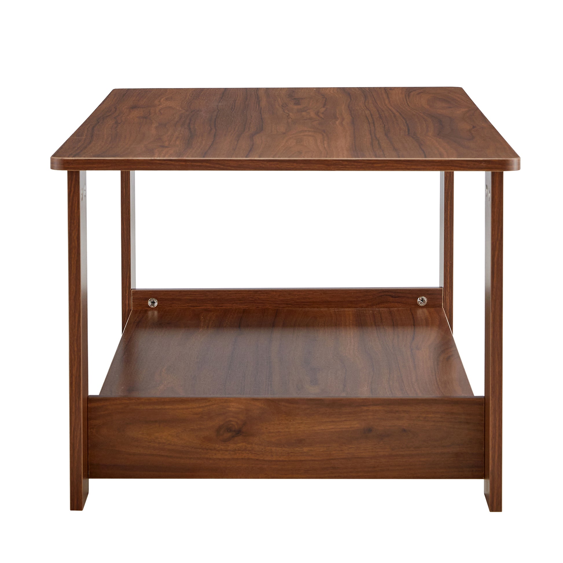 Modern And Practical Walnut Textured Coffee Tablestea Tables. The Double Layered Coffee Table Is Made Of Mdf Material. Suitable For Living Room 43.3"*21.6"*16.5" Ct 16 Walnut Mdf