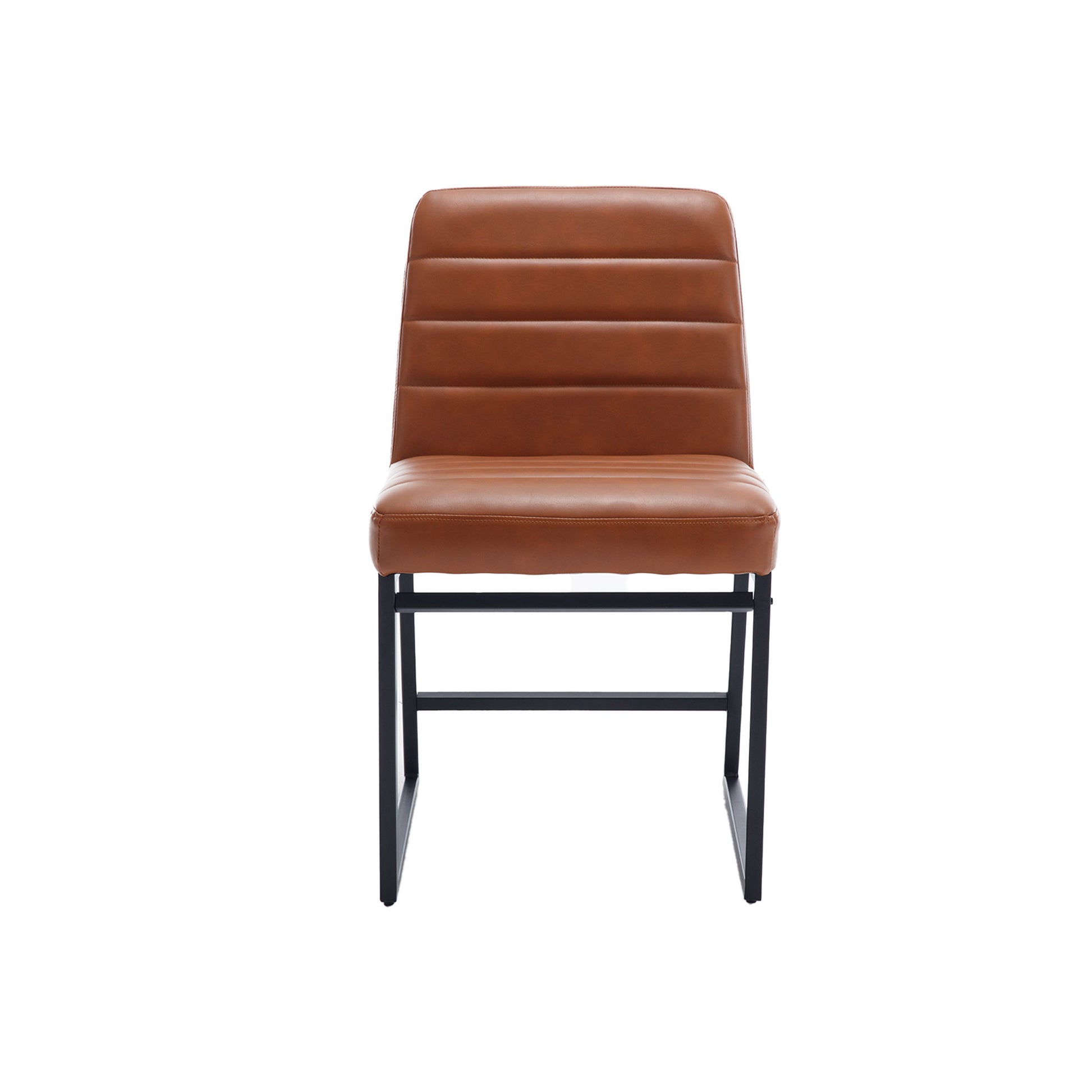 Upholstered Leather Dining Chairs Set Of 2 With Metal Legs, Mid Century Modern Leisure Chairs For Kitchen Living Room Dining Room Bistro Coffee Shop,Brown Brown Dining Room Foam Dry Clean Modern Dining Chairs Foam Pu Leather