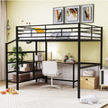 Full Size Metal Loft Bed With Desk And Lateral Storage Ladder, Black Black Metal