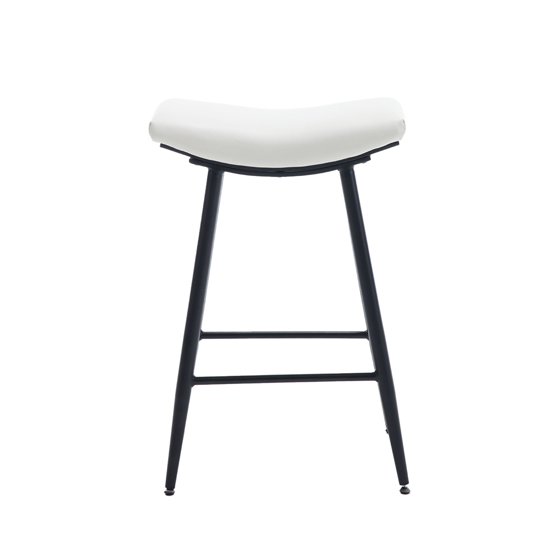 Bar Stools Set Of 2 Armless Counter Low Bar Stools Without Back Modern Pu Leather Stools With Metal Leg And Footrest,Cream Cream Kitchen Foam Dry Clean Modern Bar Stools Foam Pu Leather