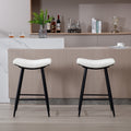 Bar Stools Set Of 2 Armless Counter Low Bar Stools Without Back Modern Pu Leather Stools With Metal Leg And Footrest,Cream Cream Kitchen Foam Dry Clean Modern Bar Stools Foam Pu Leather