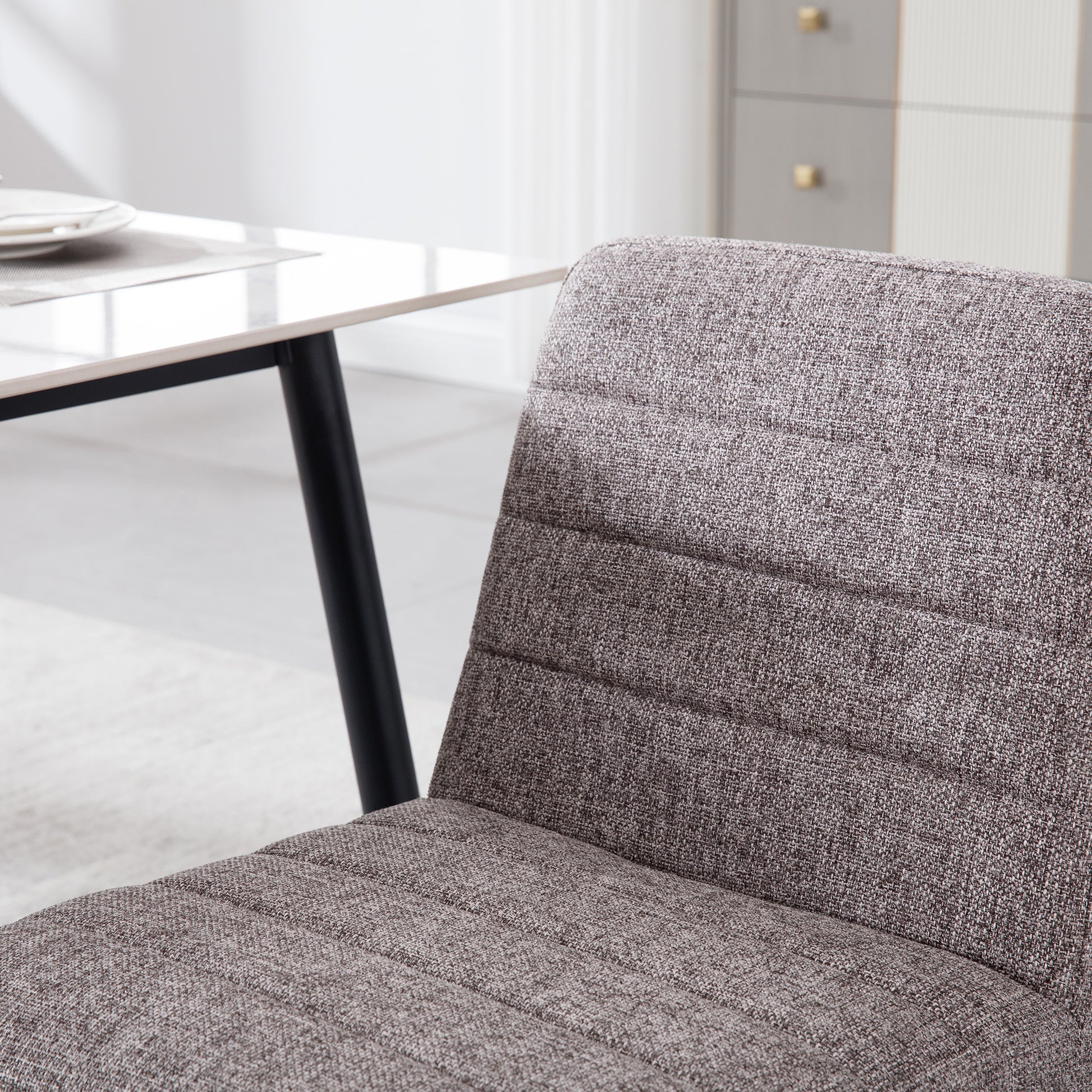 Upholstered Linen Fabric Dining Chairs Set Of 2 With Metal Legs, Mid Century Modern Leisure Chairs For Kitchen Living Room Dining Room Bistro Coffee Shop,Coffee Coffee Dining Room Foam Dry Clean Modern Dining Chairs Foam Linen