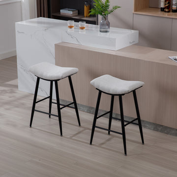 Bar Stools Set Of 2 Armless Counter Low Bar Stools Without Back Modern Linen Fabric Breakfast Stools With Metal Leg And Footrest,Beige Gray Pale Blue Beige Kitchen Foam Dry Clean Modern Bar Stools Foam Linen