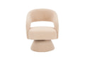 Swivel Accent Chair Armchair, Round Barrel Chair In Fabric For Living Room Bedroom,Nude Teddy Cream Faux Fur