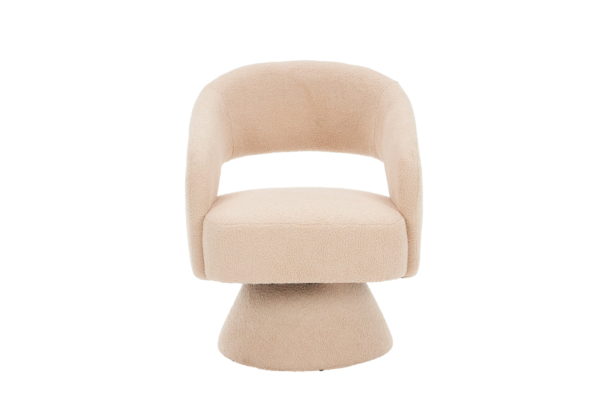 Swivel Accent Chair Armchair, Round Barrel Chair In Fabric For Living Room Bedroom,Nude Teddy Cream Faux Fur