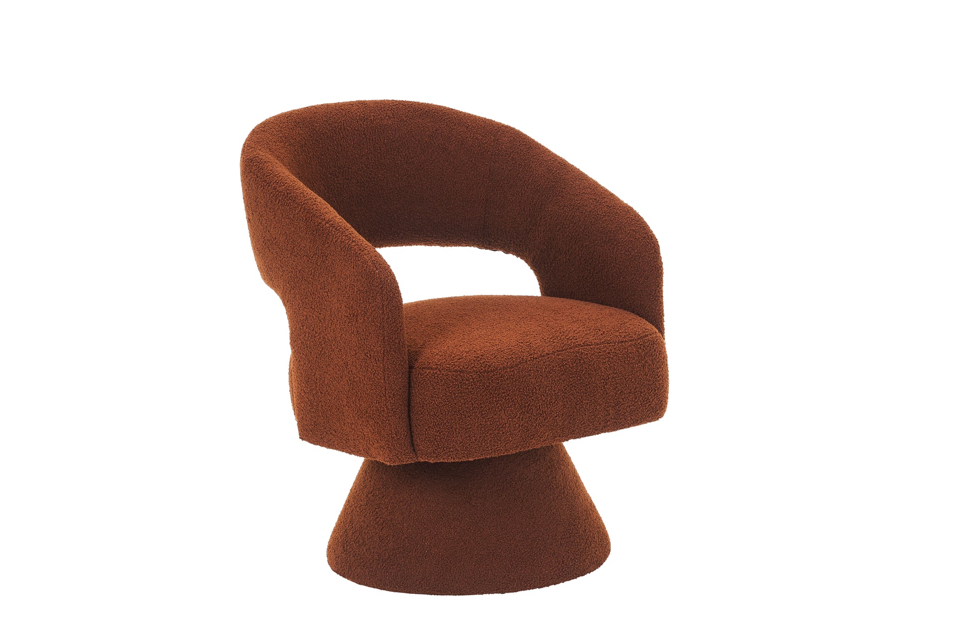 Swivel Accent Chair Armchair, Round Barrel Chair In Fabric For Living Room Bedroom,Brown Teddy Brown Faux Fur