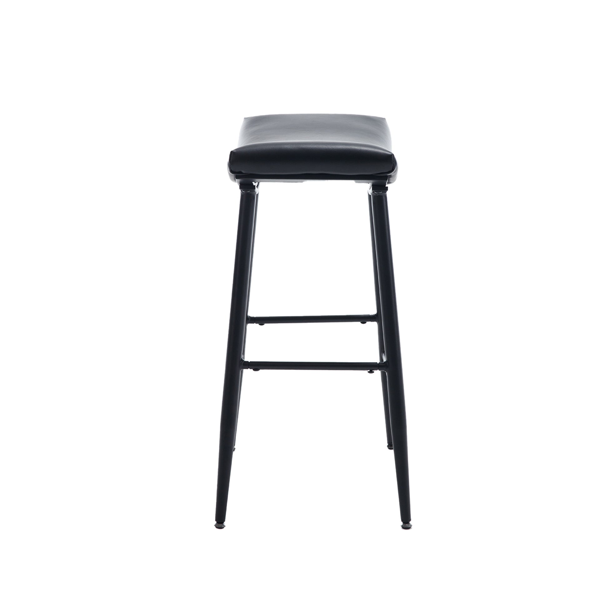 Bar Stools Set Of 2 Armless Counter Low Bar Stools Without Back Modern Pu Leather Stools With Metal Leg And Footrest ,Black Black Pu Kitchen Foam Dry Clean Modern Bar Stools Foam Pu Leather