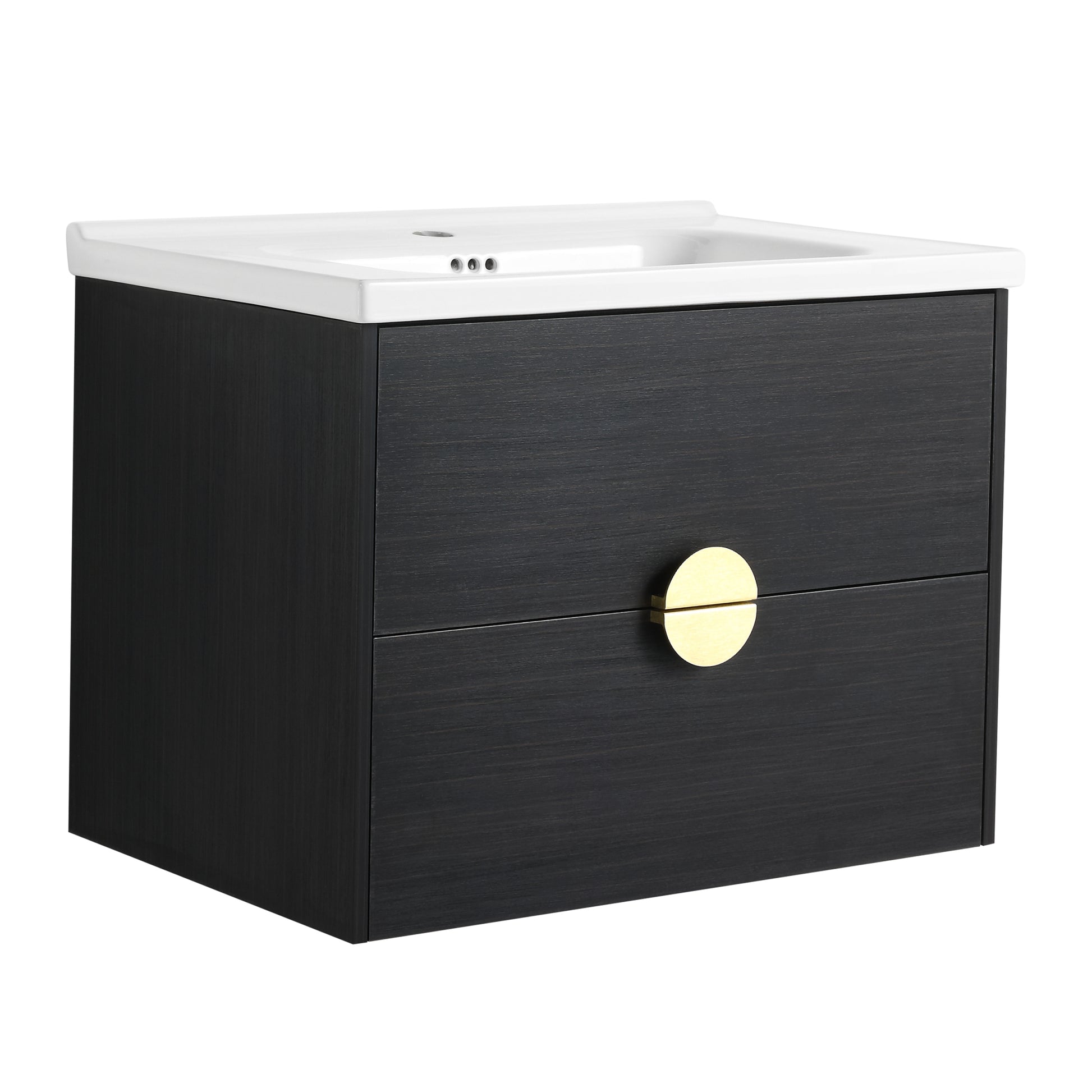28 Inch Wall Mounted Bathroom Vanity With Sink, For Small Bathroom Kd Packing 2 Black Chestnut Bathroom Wall Mounted Modern Plywood