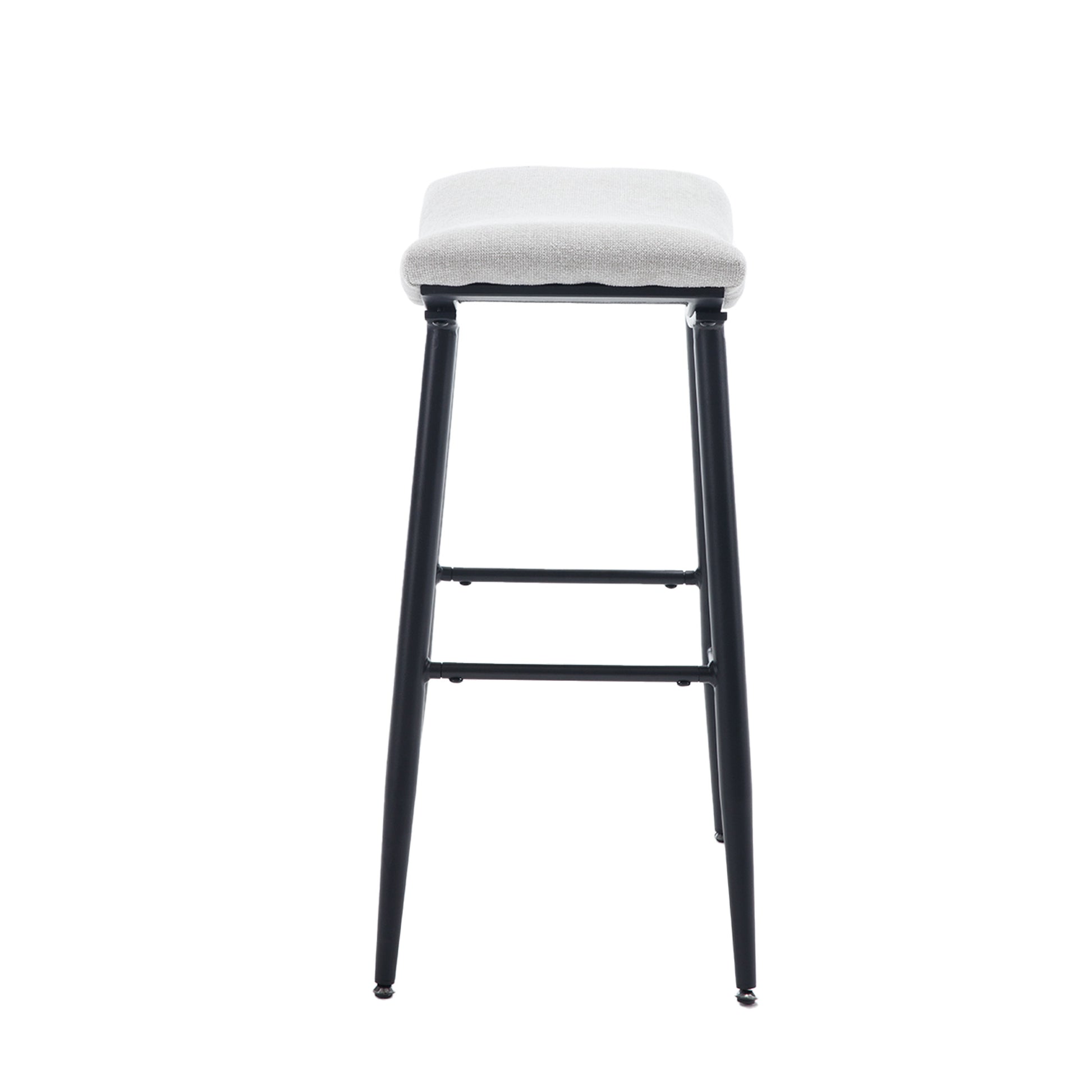 Bar Stools Set Of 2 Armless Counter Low Bar Stools Without Back Modern Linen Fabric Breakfast Stools With Metal Leg And Footrest,Beige Gray Pale Blue Beige Kitchen Foam Dry Clean Modern Bar Stools Foam Linen