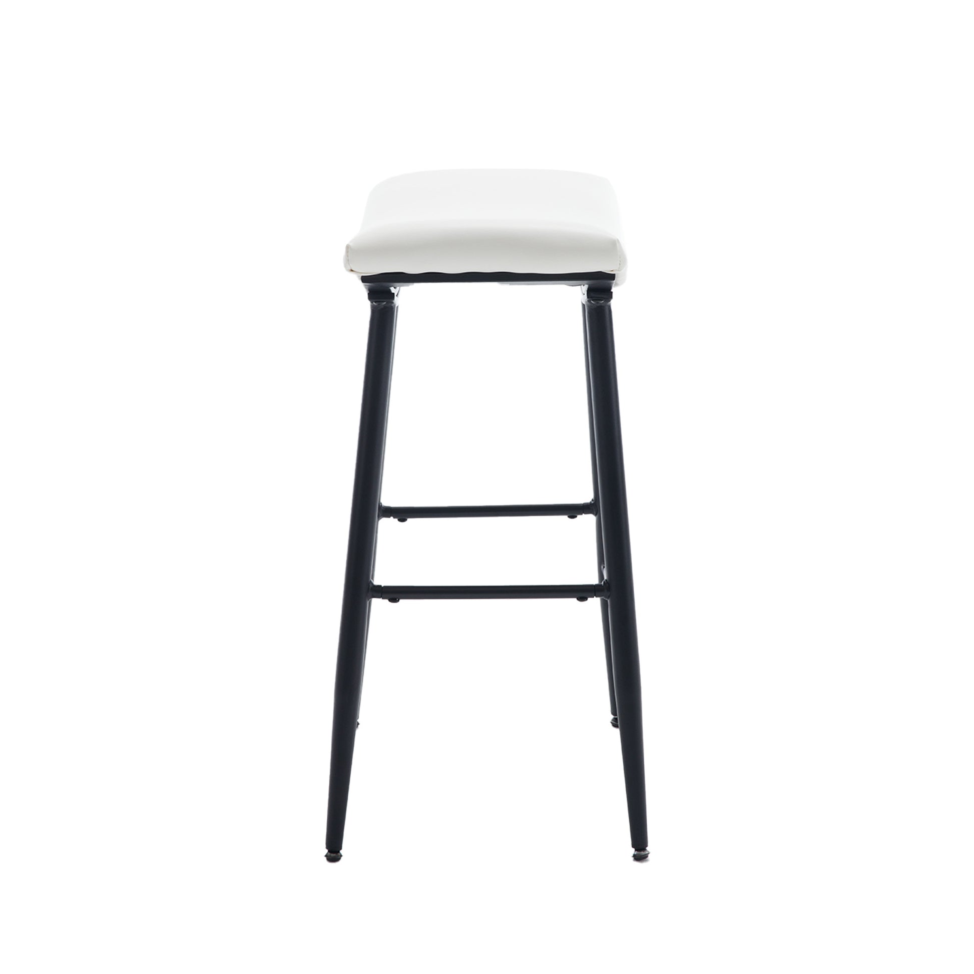 Bar Stools Set Of 2 Armless Counter Low Bar Stools Without Back Modern Pu Leather Stools With Metal Leg And Footrest,Cream Cream Kitchen Foam Dry Clean Modern Bar Stools Foam Pu Leather