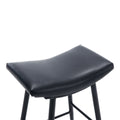 Bar Stools Set Of 2 Armless Counter Low Bar Stools Without Back Modern Pu Leather Stools With Metal Leg And Footrest ,Black Black Pu Kitchen Foam Dry Clean Modern Bar Stools Foam Pu Leather