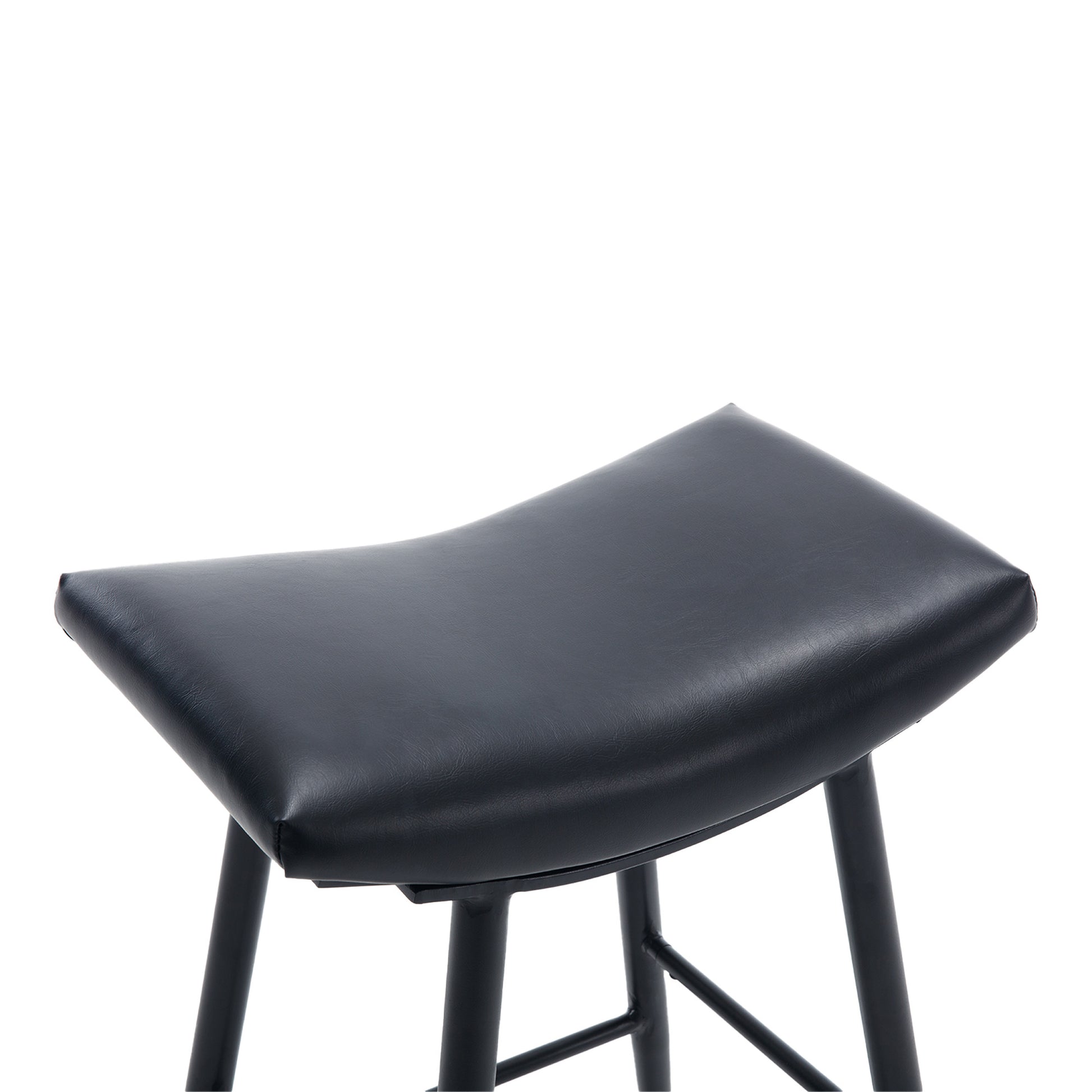 Bar Stools Set Of 2 Armless Counter Low Bar Stools Without Back Modern Pu Leather Stools With Metal Leg And Footrest ,Black Black Pu Kitchen Foam Dry Clean Modern Bar Stools Foam Pu Leather