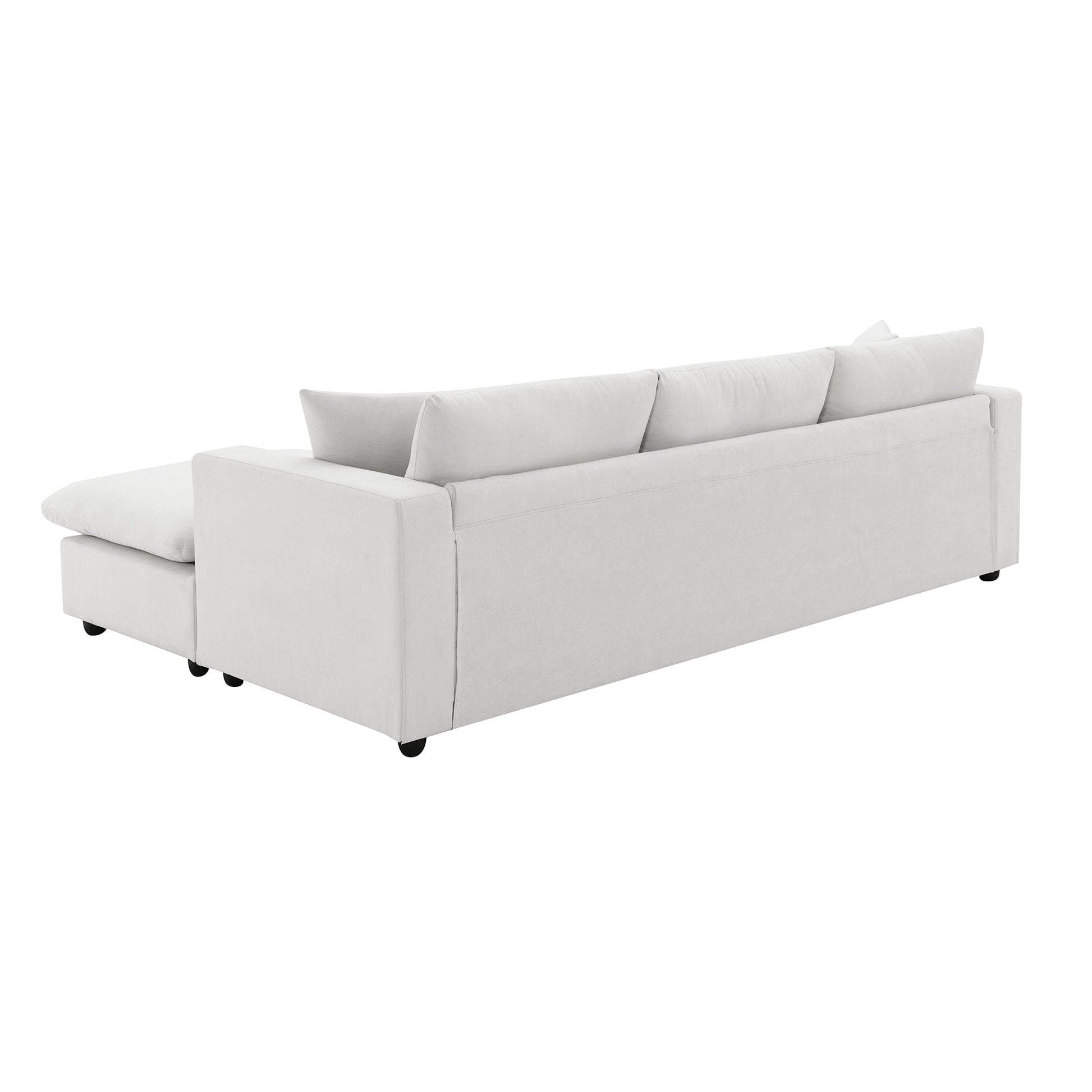 100.4*64.6" Modern Sectional Sofa,L Shaped Couch Set With 2 Free Pillows,4 Seat Polyester Fabric Couch Set With Convertible Ottoman For Living Room, Apartment, Office,4 Colors White Polyester 3 Seat