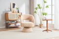 Swivel Accent Chair Armchair, Round Barrel Chair In Fabric For Living Room Bedroom,Nude Teddy Cream Faux Fur