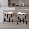 Bar Stools Set Of 2 Armless Counter Low Bar Stools Without Back Modern Pu Leather Stools With Metal Leg And Footrest,Cream Cream Kitchen Foam Dry Clean Modern Bar Stools Foam Pu Leather