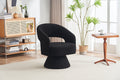 Swivel Accent Chair Armchair, Round Barrel Chair In Fabric For Living Room Bedroom,Black Teddy Black Foam Faux Fur