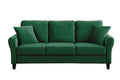 Video Modern Velvet Couch With 2 Pillow, 78 Inch Width Living Room Furniture, 3 Seater Sofa With Plastic Legs Green Velvet