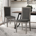 Dining Chairs Set Of 2 Wood Dining Room Chair With Mdf Sponge Back, Kitchen Room Chair Side Chair, Light Grey Base With Grey Cushion Dark Gray Foam Wood