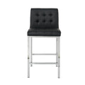 Modern Design High Counter Stool Electroplated Leg Kitchen Restaurant Black Pu Bar Chair Set Of 2 Black Foam