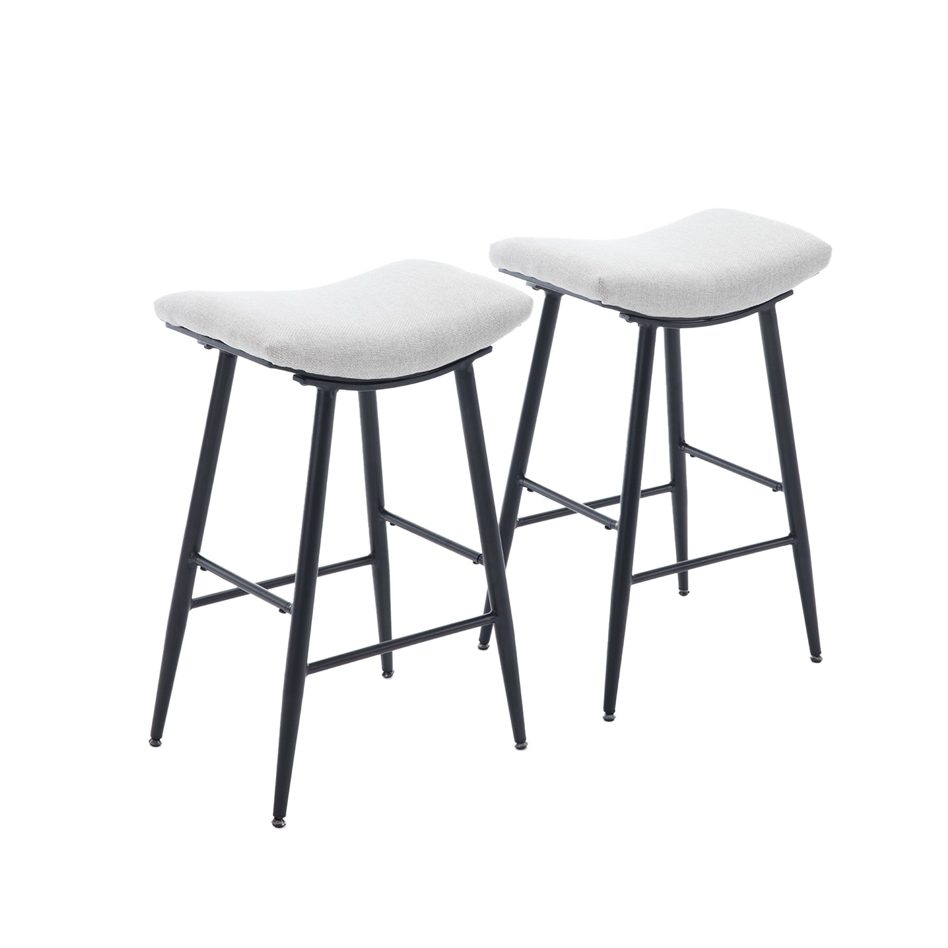 Bar Stools Set Of 2 Armless Counter Low Bar Stools Without Back Modern Linen Fabric Breakfast Stools With Metal Leg And Footrest,Beige Gray Pale Blue Beige Kitchen Foam Dry Clean Modern Bar Stools Foam Linen