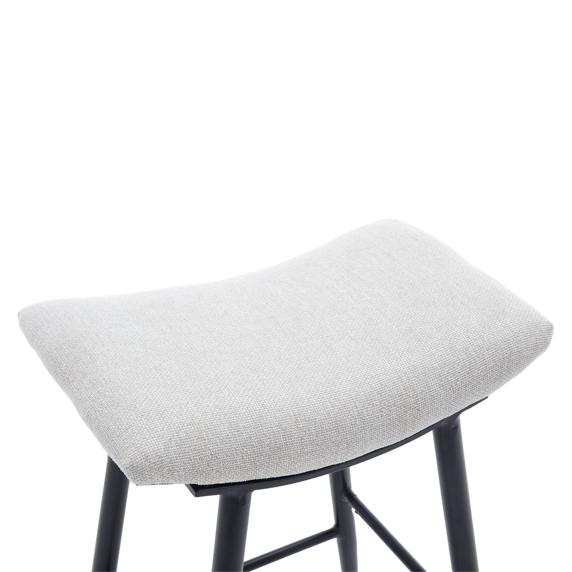 Bar Stools Set Of 2 Armless Counter Low Bar Stools Without Back Modern Linen Fabric Breakfast Stools With Metal Leg And Footrest,Beige Gray Pale Blue Beige Kitchen Foam Dry Clean Modern Bar Stools Foam Linen