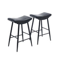 Bar Stools Set Of 2 Armless Counter Low Bar Stools Without Back Modern Pu Leather Stools With Metal Leg And Footrest ,Black Black Pu Kitchen Foam Dry Clean Modern Bar Stools Foam Pu Leather