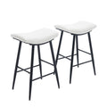 Bar Stools Set Of 2 Armless Counter Low Bar Stools Without Back Modern Pu Leather Stools With Metal Leg And Footrest,Cream Cream Kitchen Foam Dry Clean Modern Bar Stools Foam Pu Leather