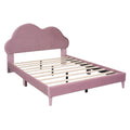 Full Size Upholstered Cloud Shape Bed ,Velvet Platform Bed With Headboard,No Box Spring Needed,Pink Pink Velvet