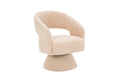 Swivel Accent Chair Armchair, Round Barrel Chair In Fabric For Living Room Bedroom,Nude Teddy Cream Faux Fur