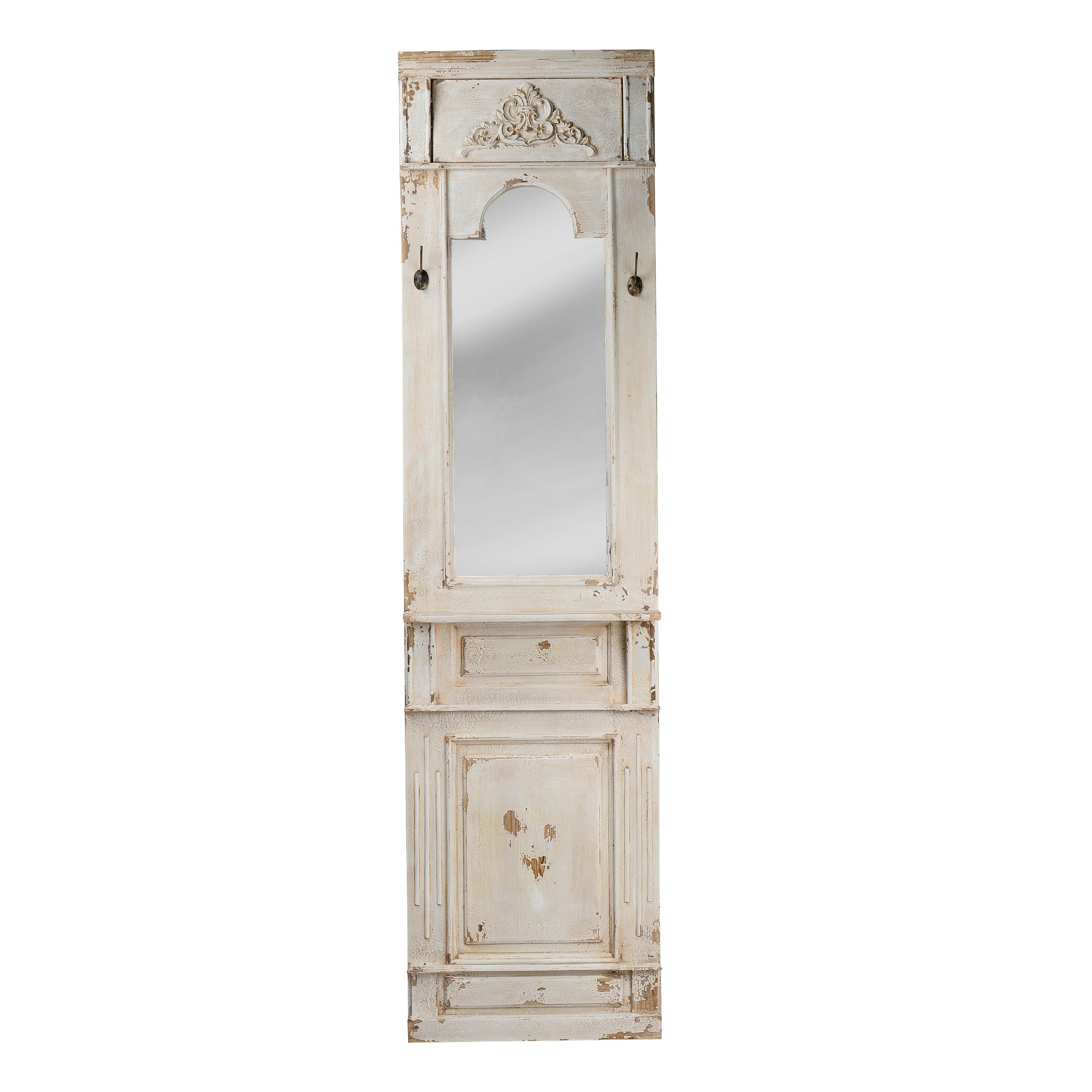 20" X 76" Classic Vintage Antique White Wall Mirror, French Country Wall Decor White Wood Glass