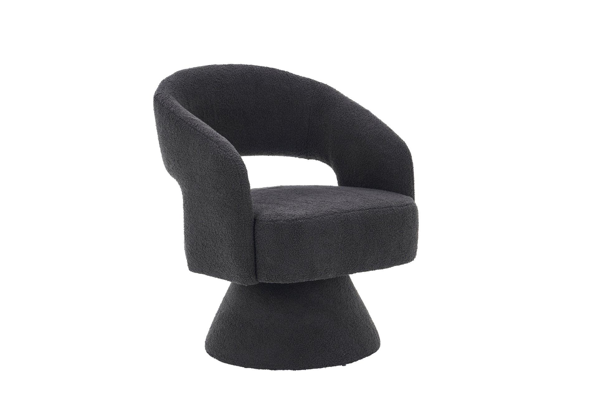Swivel Accent Chair Armchair, Round Barrel Chair In Fabric For Living Room Bedroom,Grey Teddy Grey Teddy Foam Faux Fur
