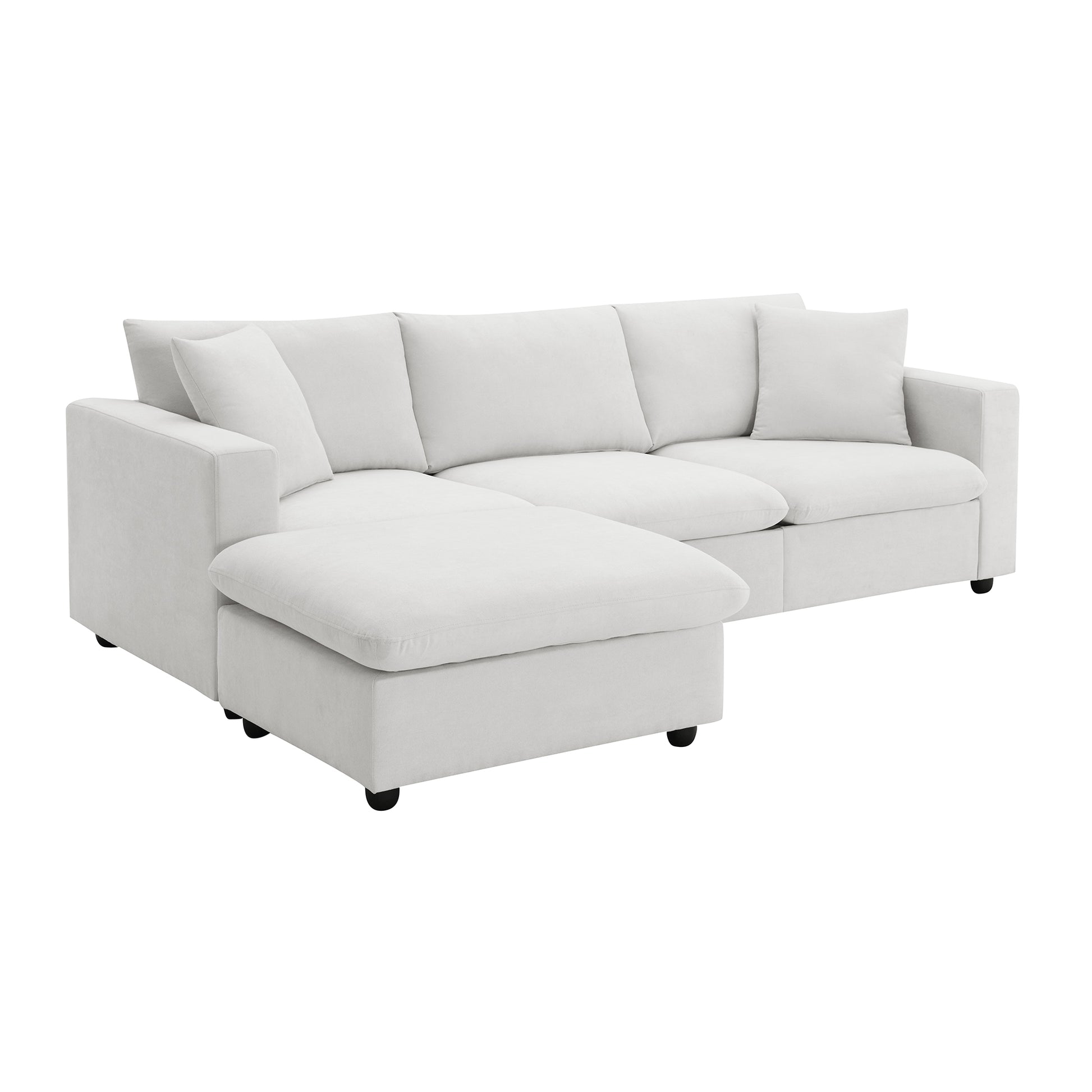 100.4*64.6" Modern Sectional Sofa,L Shaped Couch Set With 2 Free Pillows,4 Seat Polyester Fabric Couch Set With Convertible Ottoman For Living Room, Apartment, Office,4 Colors White Polyester 3 Seat