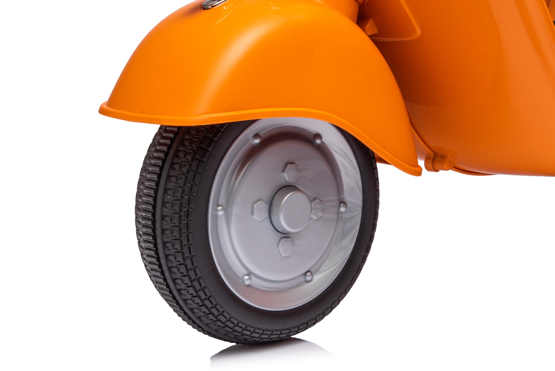 6V Licensed Vespa Scooter Motorcycle With Side Car For Kids, Orange Orange Chrome