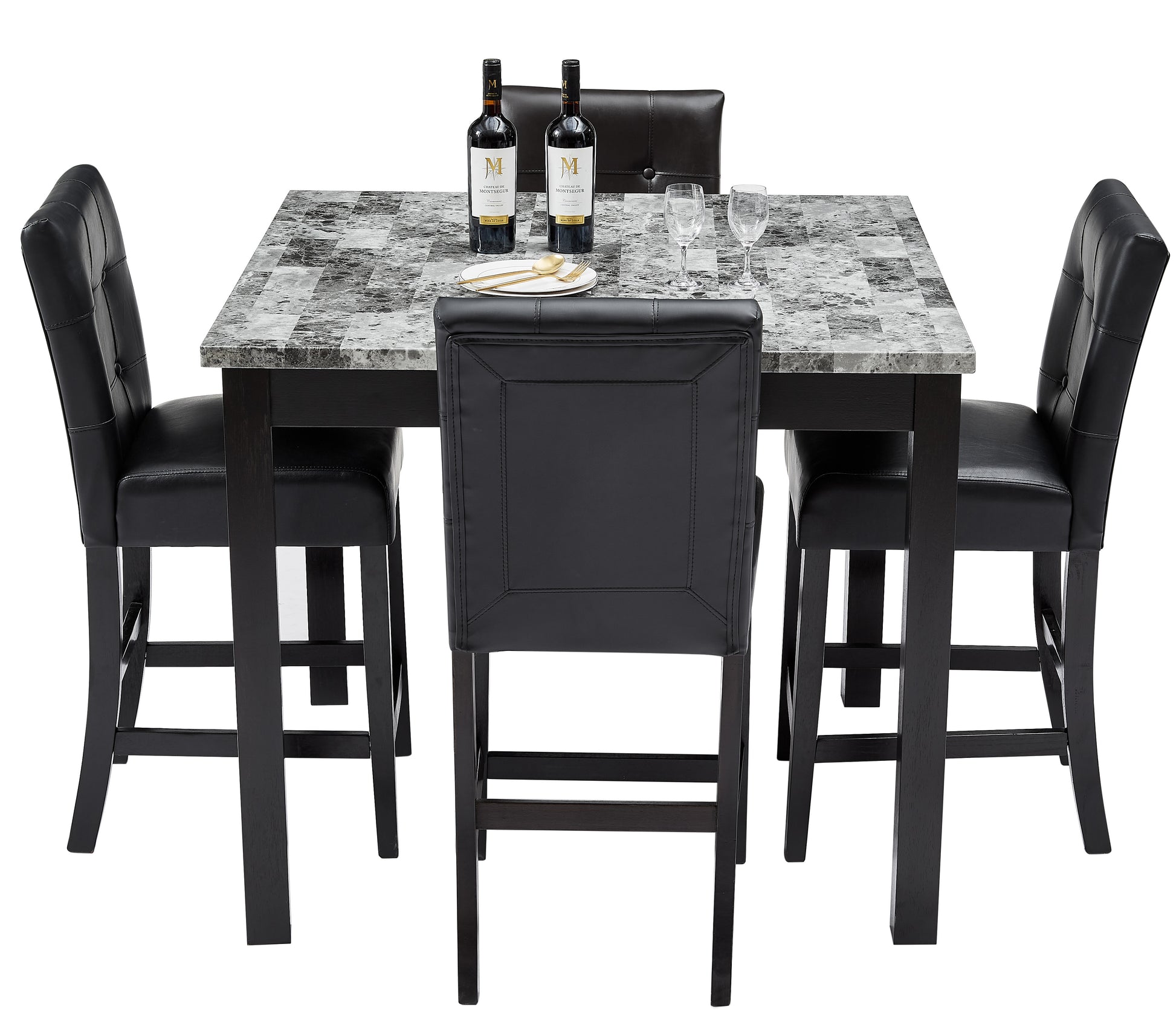 Nordic Square Dining Table And Chair Black Foam Mdf