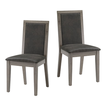 Dining Chairs Set Of 2 Wood Dining Room Chair With Mdf Sponge Back, Kitchen Room Chair Side Chair, Light Grey Base With Grey Cushion Dark Gray Foam Wood