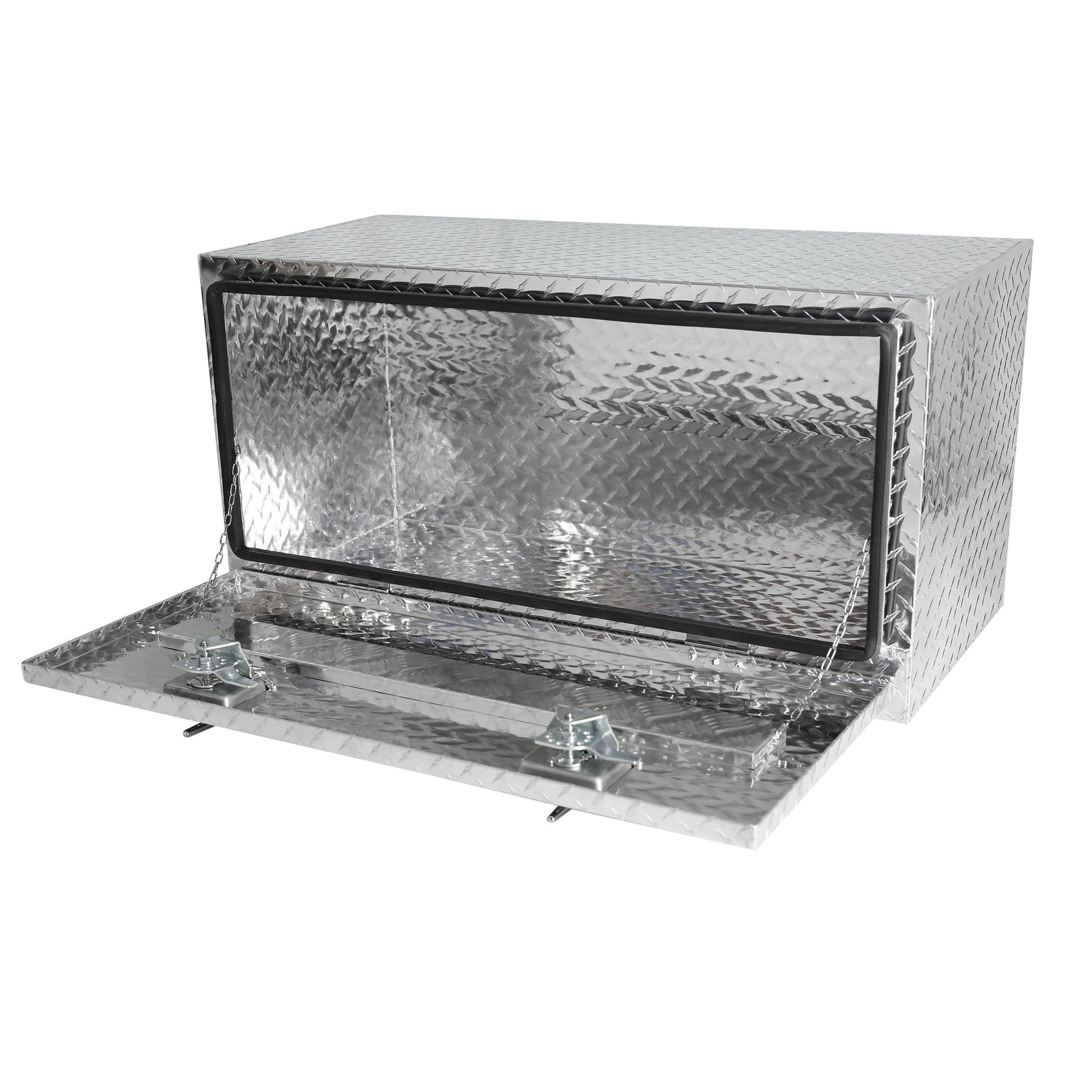 36 Inch Heavy Duty Black Aluminum Tread Tool Box Truck Trailer Underbody Storage Locks With T Handle Latch Key 36" 36" 17.1" 17.9" Silver Aluminum