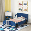 Twin Size Car Shaped Platform Bed With Wheels,Blue Blue Plywood
