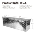 48 Inch Heavy Duty Silver Aluminum Stripes Plated Tool Long Box Pick Up Truck Bed Rv Trailer Toolbox Storage Organizer, Waterproof Underbody Tool Box Storage With Lock And Key 48