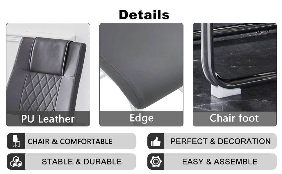 Table And Chair Set. 1 Table 4 Gray Chairs Round Dining Table With A 40 Inch Diameter Glass Tabletop And Silver Plated Metal Legs. 4 Gray Pu Chairs Dt 1164 001 Transparent Seats 4 Glass