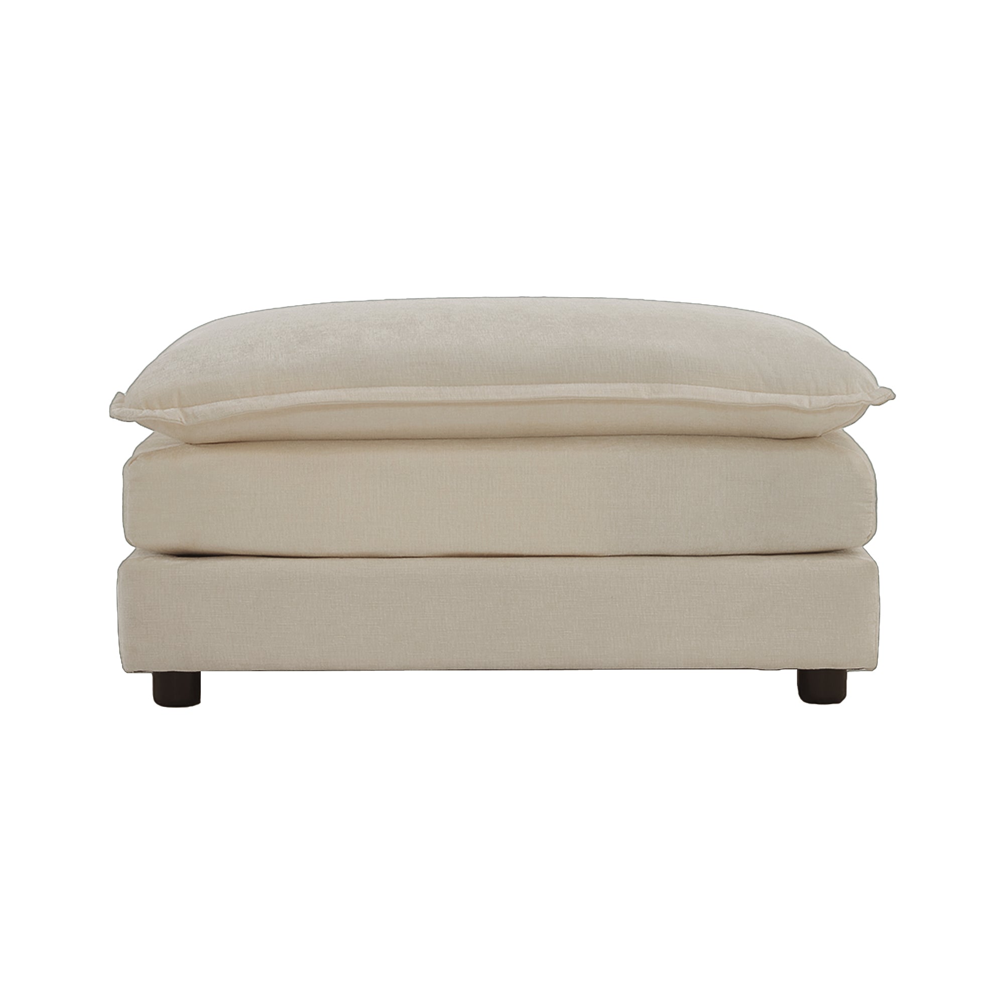 Chenille Fabric Ottomans Footrest To Combine With 2 Seater Sofa, 3 Seater Sofa And 4 Seater Sofa, Beige Beige Chenille