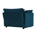 Comfy Deep Single Seat Sofa Upholstered Reading Armchair Living Room Chair Blue Chenille Fabric1 Toss Pillow Blue Chenille 1 Seat