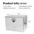 24 Inch Aluminum Stripes Plated Tool Box Pick Up Truck Bed Rv Trailer Toolbox Waterproof Square Storage Organizer With Lock And Ke 24