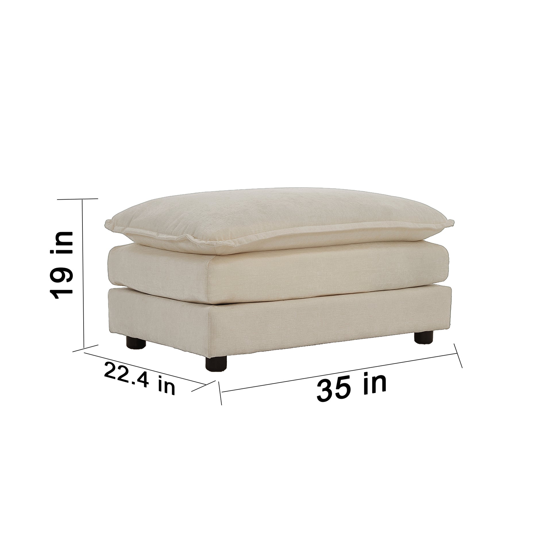 Chenille Fabric Ottomans Footrest To Combine With 2 Seater Sofa, 3 Seater Sofa And 4 Seater Sofa, Beige Beige Chenille